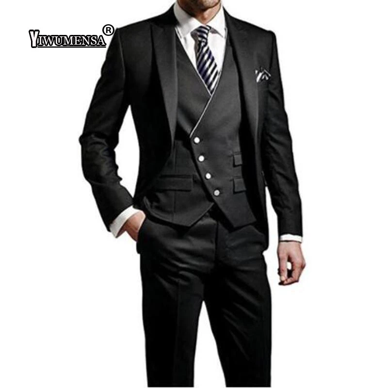 Traje yiwumensa homme 2018 trajes de boda para 3 piezas ajustado trajes para hombre, con pantalones personalizados traje hombre 2017|Trajes| -