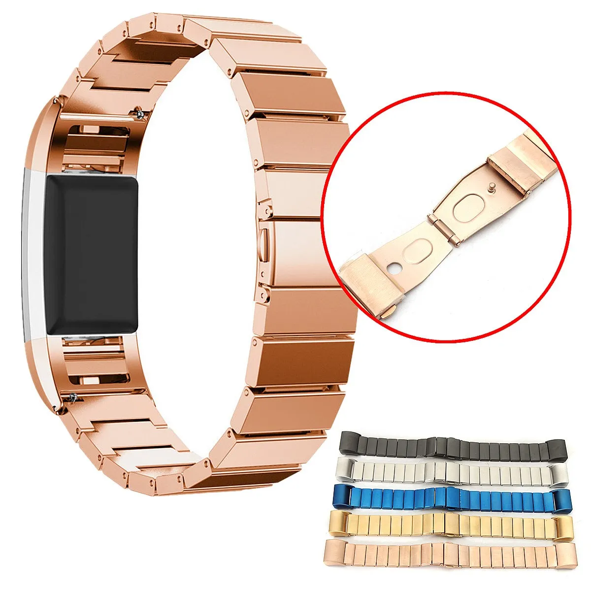 

Luxury New Arrival Stainless Steel Bracelet Smart Watch Strap For Fitbit Charge 2 Tracker Replacement Strap Hot sale 5 Colors