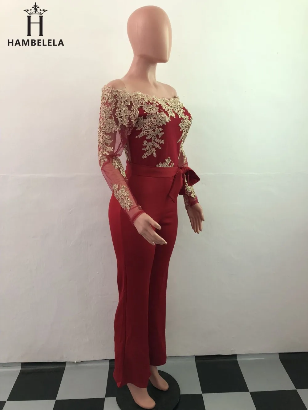 HAMBELELA 2018 Sexy Off Shoulder Women Jumpsuit Slash Neck Lace Patchwork Autumn Winter Bodysuit Bodycon Casual Playsuit Rompers (3)