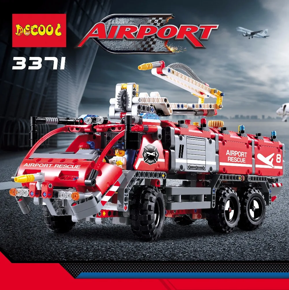 

Technic Series city 3371 1110pcs Airport rescue vehicle Fire car firefighter Building Blocks Bricks Birthday Gifts Boy Toys