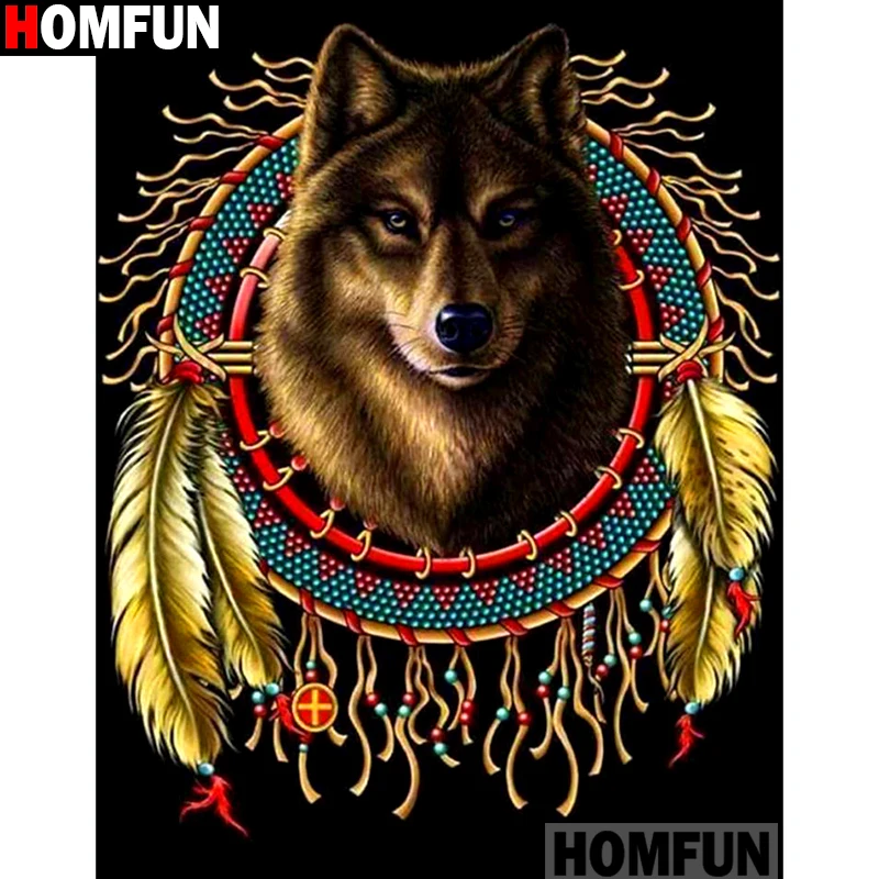 

HOMFUN Full Square/Round Drill 5D DIY Diamond Painting "Animal wolf" Embroidery Cross Stitch 5D Home Decor Gift A14484