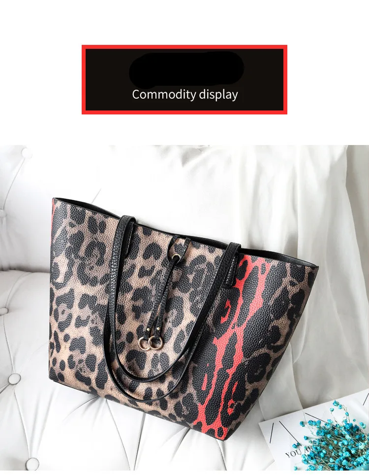 Leopard Prints Handbags Large Causal Tote для женщин наплечные сумки роскошный дизайнер моды кожаный хозяйственный сумка