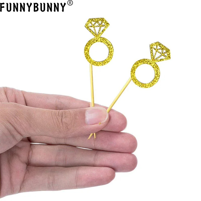 FUNNYBUNNY с золотым блеском кольцо с бриллиантом для торта для Свадьба Помолвка Юбилей на день рождения, День Святого Валентина вечерние торт Декор