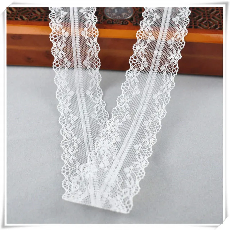 10yards african lace fabric White lace Ribbon3.8CM DIY french lace fabric embroidery net holiday decorations clothing lace Trims - Цвет: White