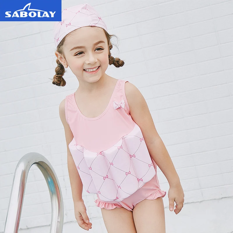 SABOLAY Professional Buoyant Swimming Suits Kids Cute Printed One piece
