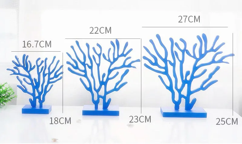 Синий и белый коралловый Средиземноморский стиль деревянный Коралловый Набор из трех предметов настольные украшения деревянные изделия для дома