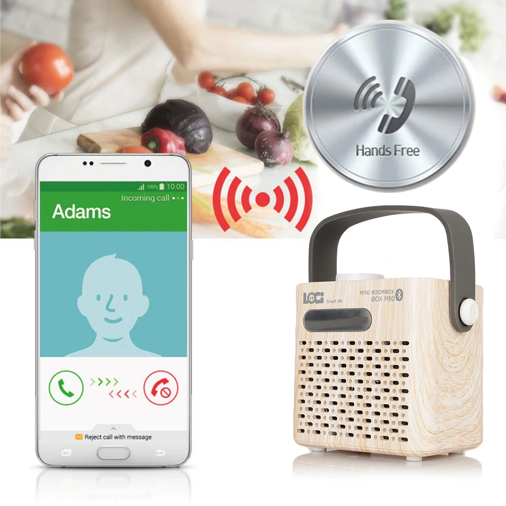 Instabox M80 Bluetooth FM радио мини портативный USB AUX TF кардридер многофункциональный