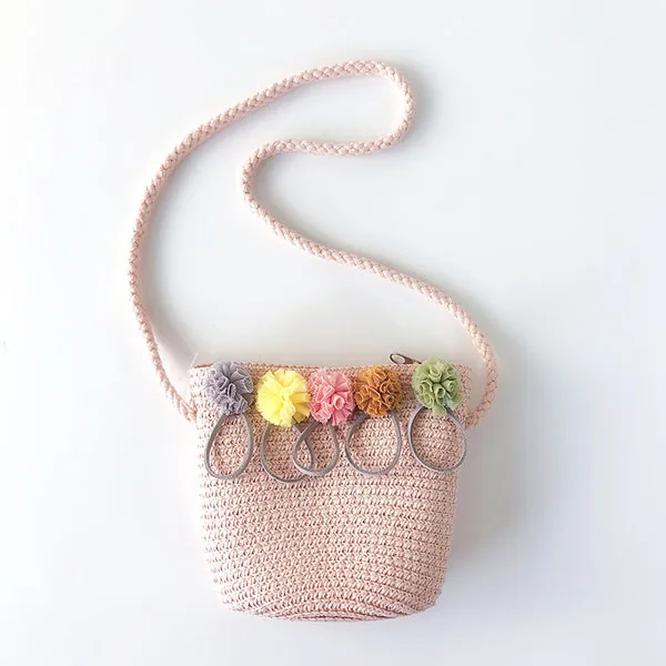 Летняя сумочка из соломы нижнее белье с рисунком из мультфильма трусы Crossbody сумка ручной работы из плетеной соломы портмоне Месседжер-сумка для девочек маленькие пляжные сумки подарок для детей - Цвет: B-pink