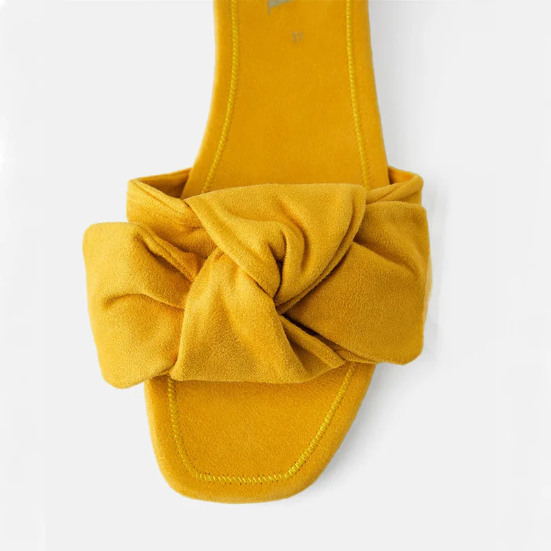 

Summer Slippers Women Flock Beach Style Women Slides Fashion Low Heel Butterfly Knot Holiday Shoes Women Slippers Slides Outdoor
