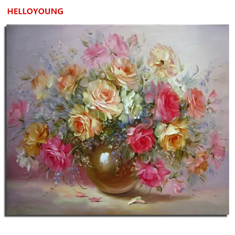 

Colorful flowers Digital Painting picture drawing Painting by numbers flower oil paintings chinese scroll paintings Home Decor