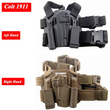 

Hunting Airsoft Equipment Gun Leg Holster Tactical Colt 1911 Left / Right Hand Thigh Holster w/ Magazine Pouch