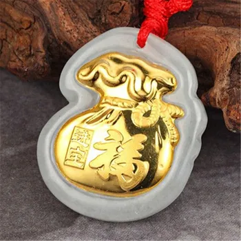 

free shipping Inset jades blessing bag pendant Both men and women with