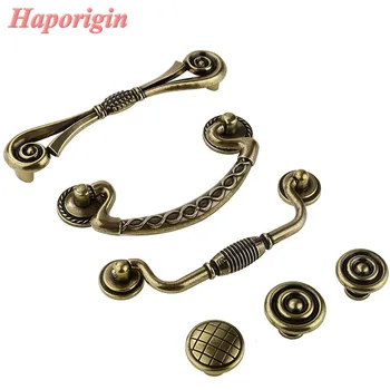 

New 2pcs Antique Kitchen Cabinet Drawer Handles Euro-Style Bronze Furniture Knobs Vintage Wardrobe Drawer Handles Bars Pulls