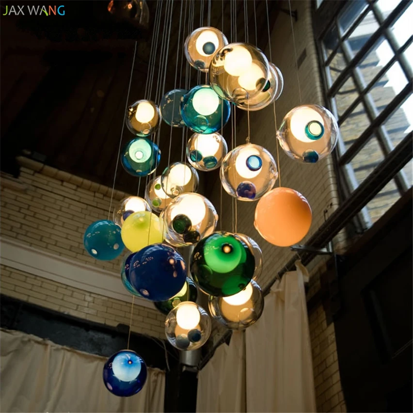 Цветной Кристальный стеклянный шар подвесные лампы, подвесной светильник s светодиодные лампы для дома, подвесной светильник в скандинавском стиле, подвесной светильник в стиле лофт