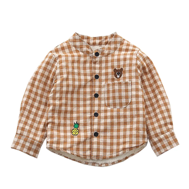 Halilo Детские рубашки для девочек осень зима плюс бархатные теплые мальчиков и