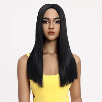 

Magic Hair 20"Inch Synthetic Straight Hair Lace Front Wig Natural Hairline Heat Resistant Fiber Hair Middle Part For Black Women