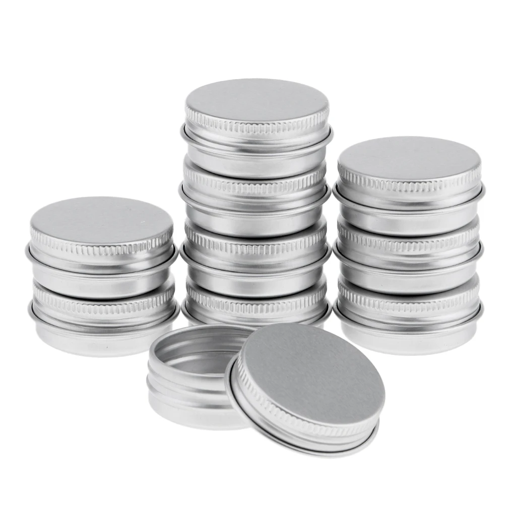 20 Pcs 15 ml Silver Small Aluminum Round Lip Balm Tin Storage Jar Containers with Screw Cap for Lip Balm, Cosmetic, Candles