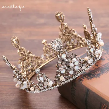 

Baroque Big Rhinestone Luxurious Tiara Crown Weeding Hairwear Vintage Qween Crown Bridal Hair Accessories Party Headpiece