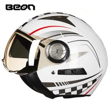 BEON B216 Motorcycle open face 3/4 helmet double lens Motos Motorcycle Helmet vintage