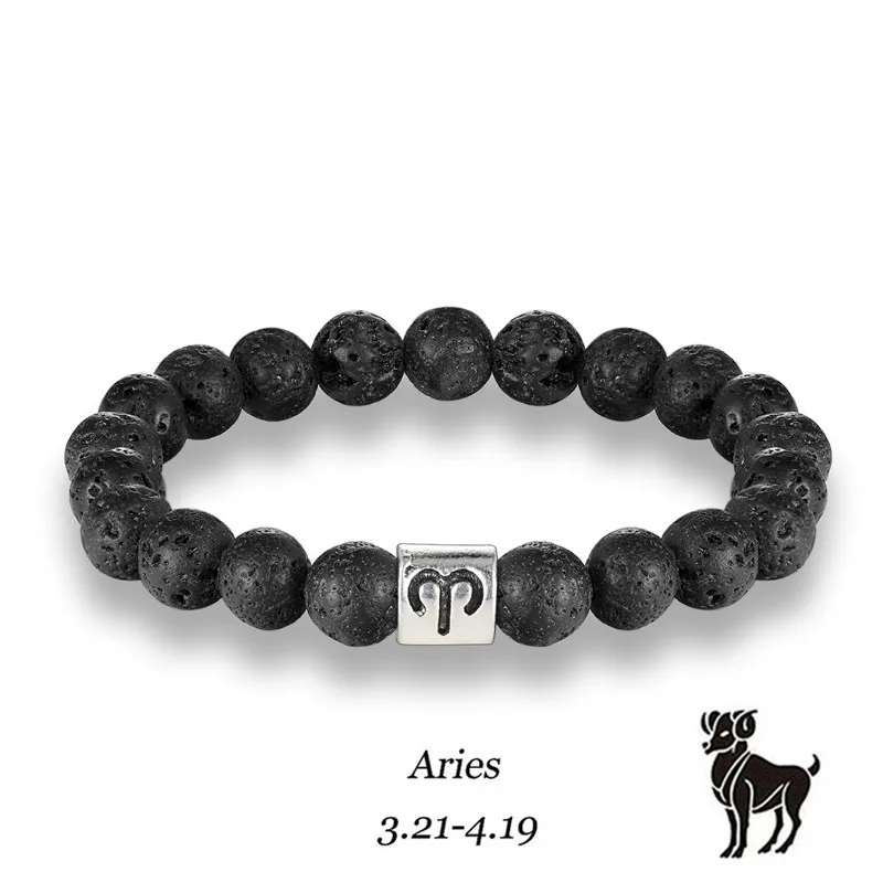 Bracelet Jewelry Stone bracelet beads lava natural homme fashion bangles Bracelet Men 12 Constellation Accessorie Jewelry male Lover Gifts