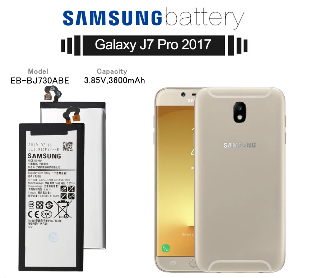 Samsung телефон Батарея 3600 мА/ч, EB-BJ730ABE для samsung Galaxy J7 Pro J730GM J730K SM-J730F SM-J730G SM-J730DS SM-J730FM