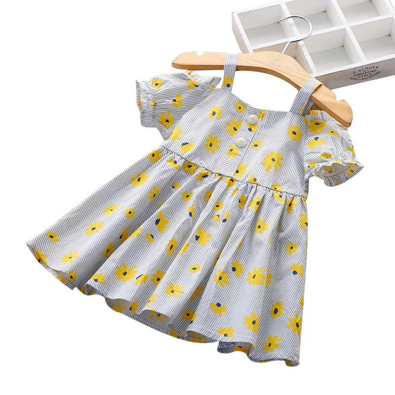 

2018 Summer Girls Princess Dresses Printed Floral Vest Dresses for Baby Girls Children Tutu Dress for Party Wedding Beach 2-7Y