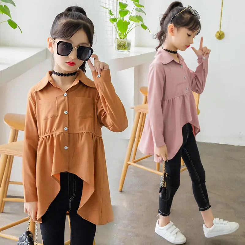 

Teenage Swallowtail Blouses For Girls Formal Clothes Turn-Down Collar Shirts Girls School Uniforms Preppy Style Girls Blouses