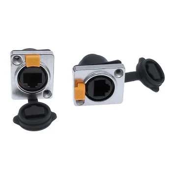

Rj45 waterproof connector panel mounting rj45 socket jack connector 8p8c right angle bending ethernet plug IP65
