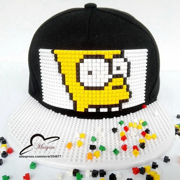 Новая мода Дизайн DIY Съемный дружище Snapback Шапки для Для мужчин лето Мозаика кирпич шапка для женский, черный Шапки