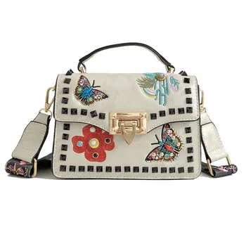 

Women Handbag Embroidery Leather Butterfly Small Tote Crossbody Bags Female Floral Shoulder Bag Women Messenger Bag Sac a Main