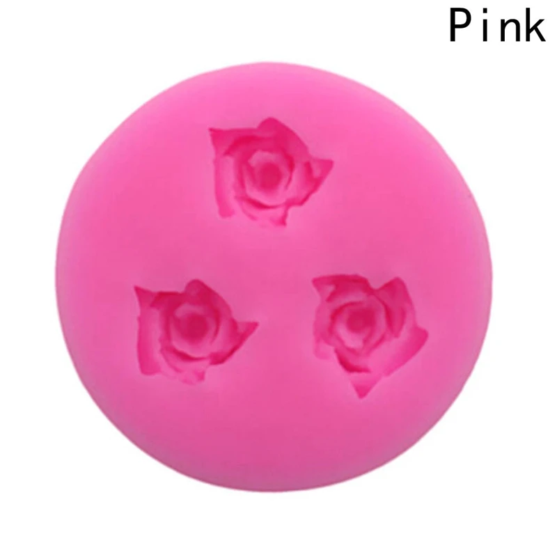 

DIY 3D Silicone Cake Chocolate Mould Soap 3 Rose Flower Sugar Craft Fondant Decorating Tools Mold 4.5*1cm
