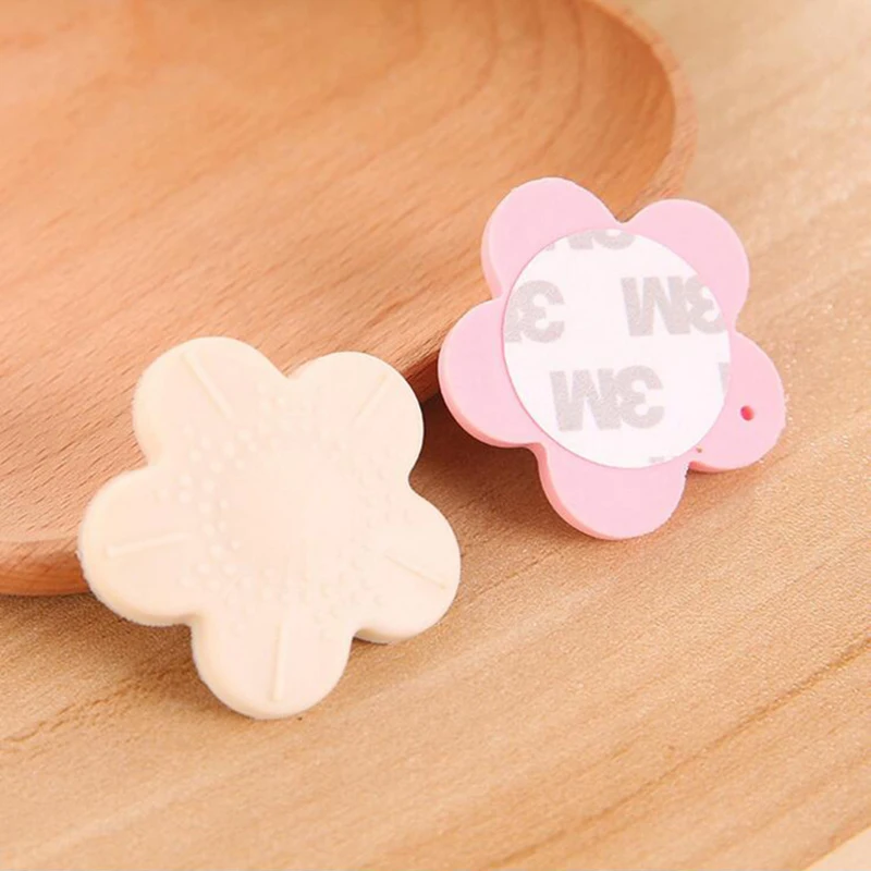 Flower Wall Protector Door Handle Bumper Guard Stopper Adhesive Rubber Cherry Blossom Shape Home Back Door Collision Crash Pad