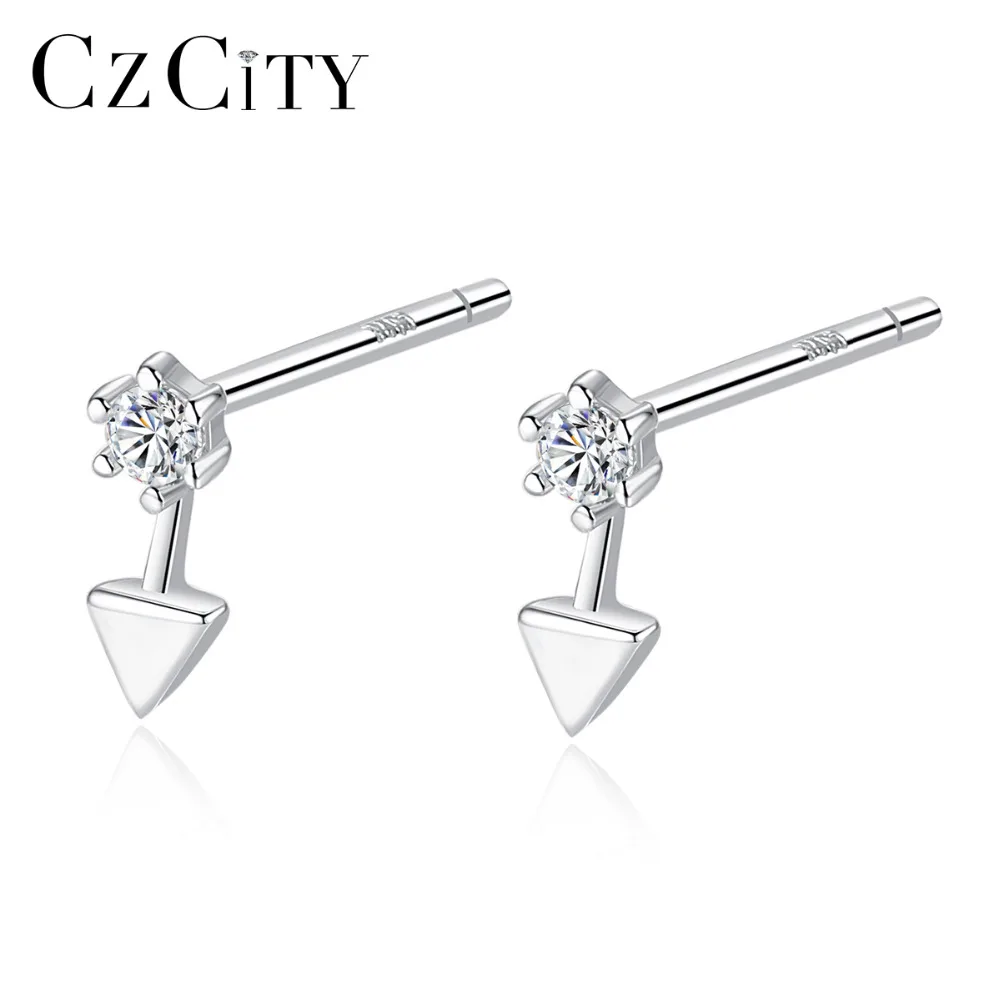 CZCITY 18K Позолоченные 925 стерлингового серебра в виде маленьких треугольников