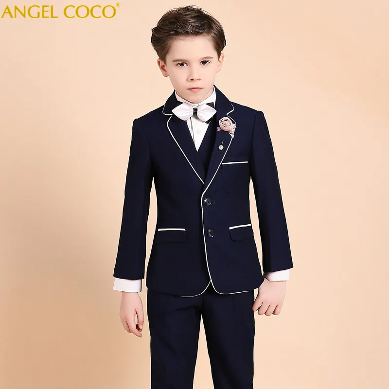 

Boys Suit Male Flower Girl Dress Boy Piano Costumes Navy Blue Suits Big Children'S Clothing Boys Suits For Weddings Menino