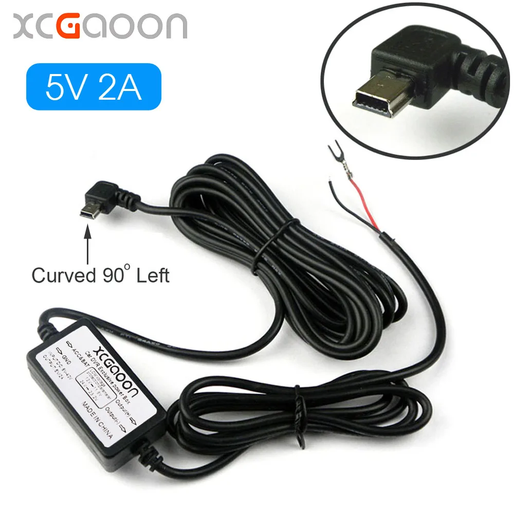 Xcgaoon 10 шт. автомобиля DC преобразователь модуль 12 В 24 В до 5 В 2A с изогнутой Mini USB кабель низкая Напряжение защиты кабеля Длина 3.5 м