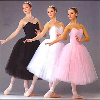 

Adult Romantic Ballet Tutu Rehearsal Practice Skirt Swan Costume for Women Long Tulle Dress White pink black color Ballet Wear