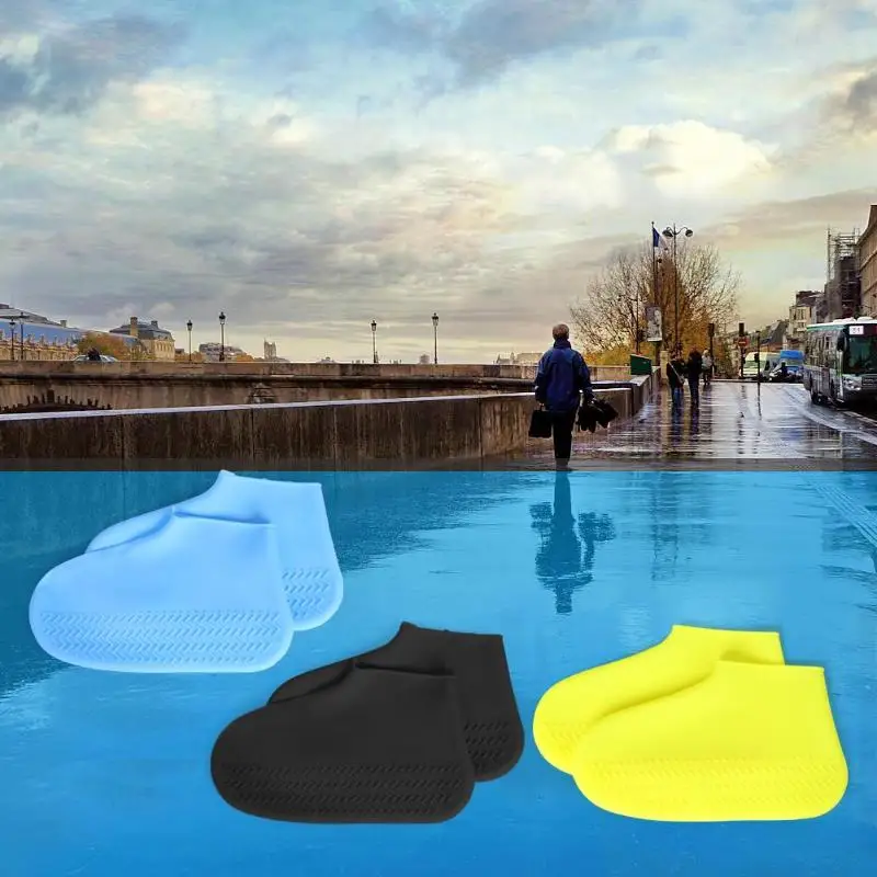 1 пара водонепроницаемых чехлов для обуви, многоразовые силиконовые чехлы для дождливой обуви, Нескользящие мужские сапоги для дождливой погоды, защитные накладки для обуви S/M/L