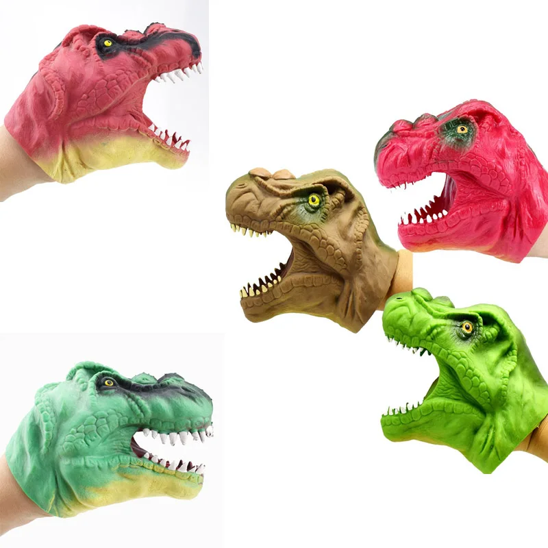 Soft plastic Dinosaur Animal Head Hand Puppet Figure Toys Gloves