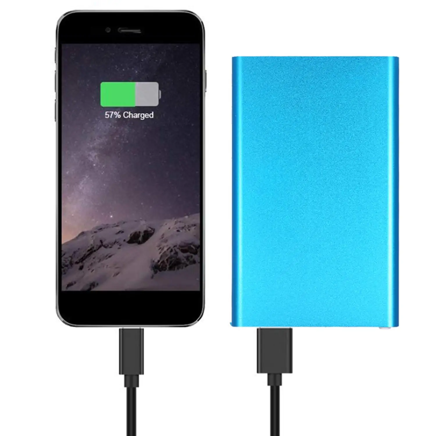 6000mAh Ultra-thin Emergency Power Bank Charger USB Data Cable Portable 18650 Lithium Battery Mobile Charging External Powerbank