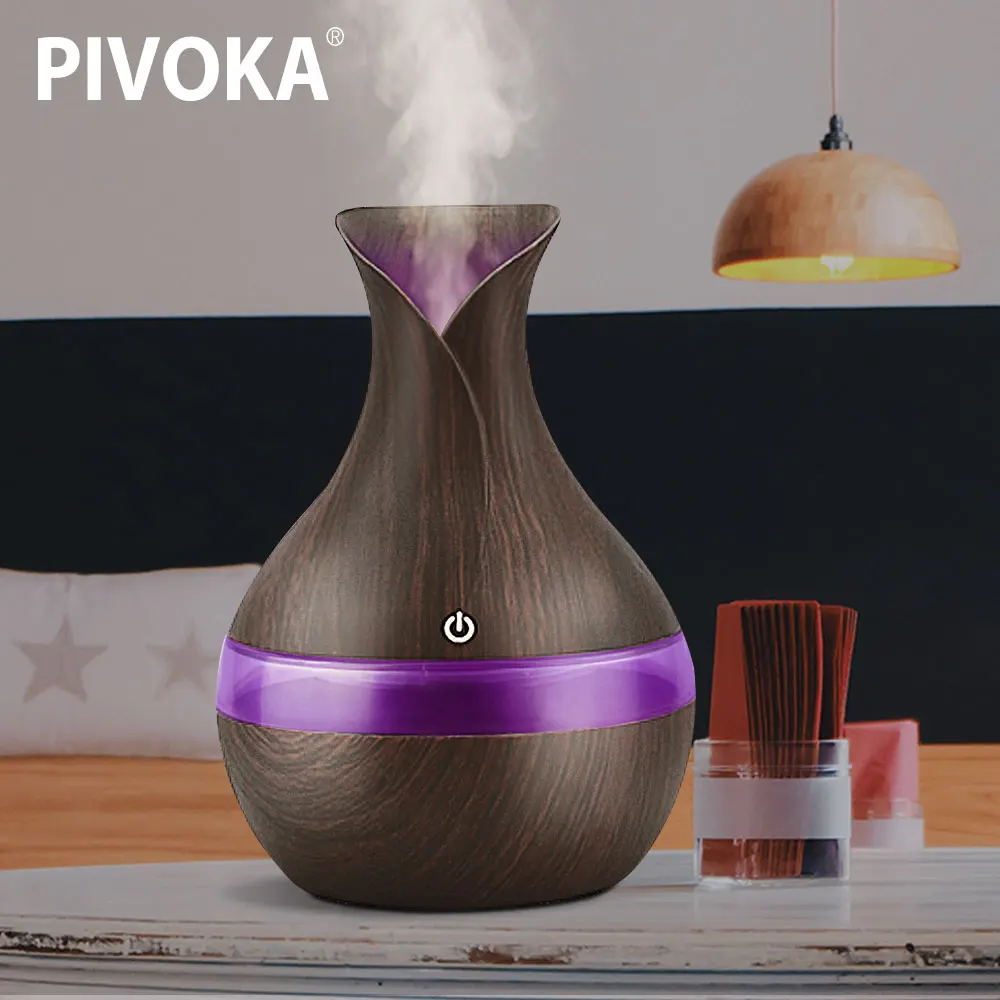 

PIVOKA 300ml USB Aroma of Essential Oil Diffuser Ultrasonic Air LED Night Lights Humidifier Aromatherapy Mist Maker for Home 066