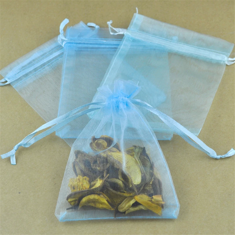 

17x23cm sky blue color Drawable Organza Jewelry Bags Embalagem Para Presente Christmas Wedding Gift Bags 100pcs/lot Wholesale