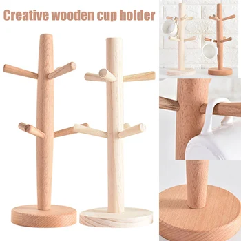 

New Hot Cup Holder Tree Stylish Wooden Mug Tree for Storage Coffee Tea Cup SMD66