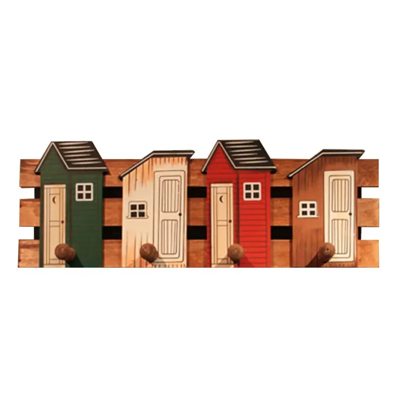 

Modern Simplicity Style Wooden Building Pattern Hook Shelving Hook Hat Rack Storage Rack Home Decorative Hook Key Hook Coat Rack