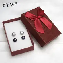 YYW Для женщин мама Jewelry подарки 8-9 мм 2 пар/кор. естественный пресноводный Серьги с жемчугом с коробкой смешанный черный серый жемчуг серьги-гвоздики