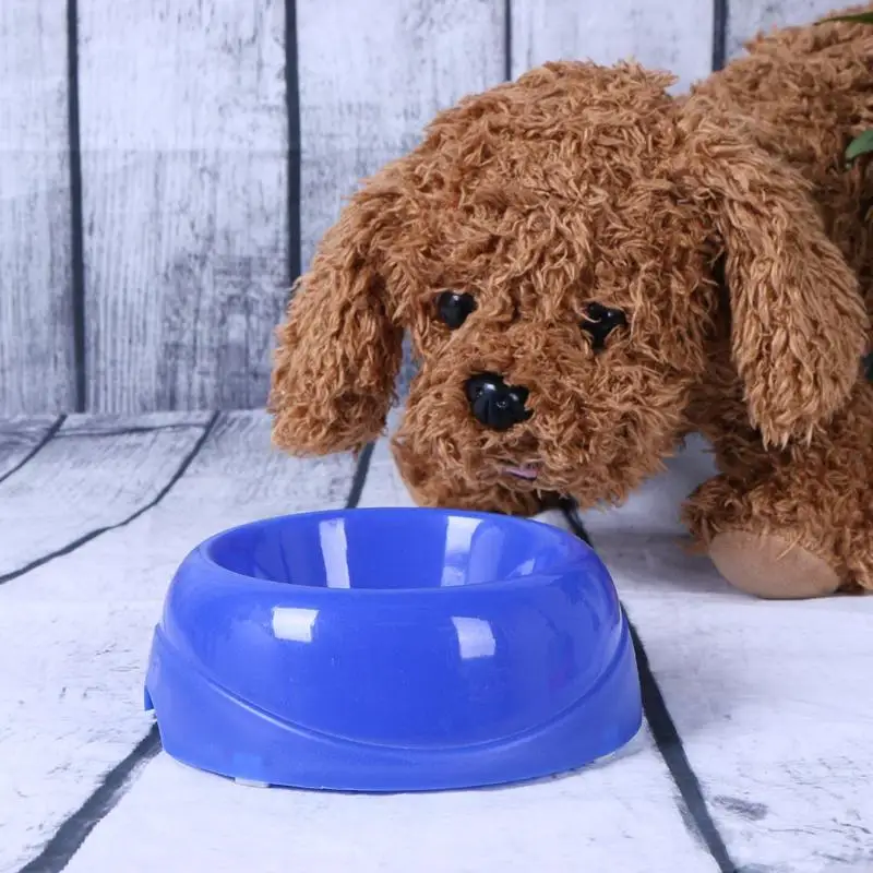 Plastic Pet Bowl Puppy Water Food Bowl Non toxic Feeding Candy Color