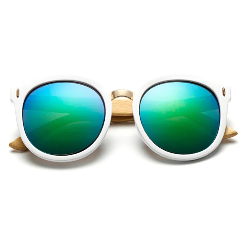 Женские Классические круглые бамбуковые солнцезащитные очки Ablibi в стиле ретро