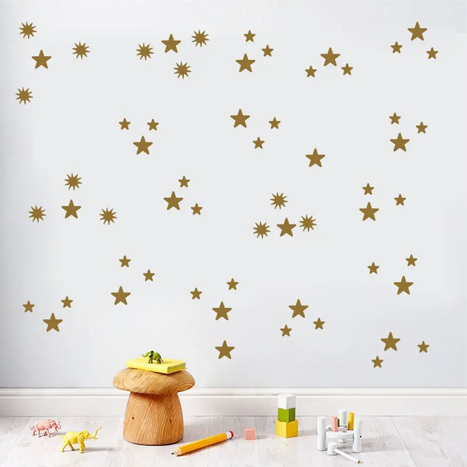 

Vinyl Wall Sticker For Baby Nursery Room Removable Wall Art Decals Waterproof DIY Stars Polka Self Adhesive Decals Home Decor