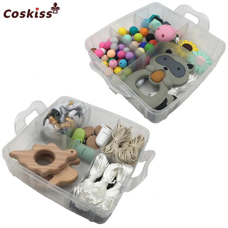 

Baby Teether 2 Boxed Silicone Beads Wooden Animal Teether Pacifier Clip Silicone Raccoon DIY baby teething necklace