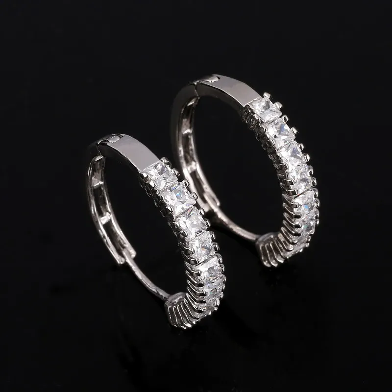 

2019 Mother's Day DEALS Silver Plated CZ Simple Female Hoop Earrings Jewelry for Women Crystal Jewelry Free Shipping Earrings