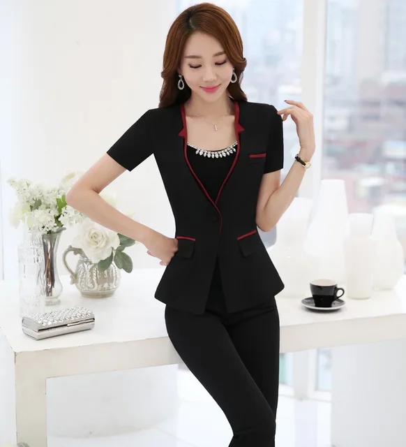 plus size formal professional business suits female pantsuits tops plus size business clothing